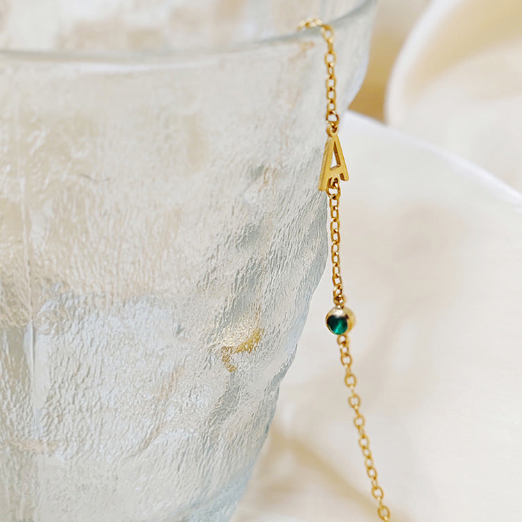Custom Letter Birthstone Bracelet